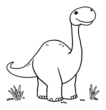 Diplodocus Colouring Page (Toddler, Bold & Easy)