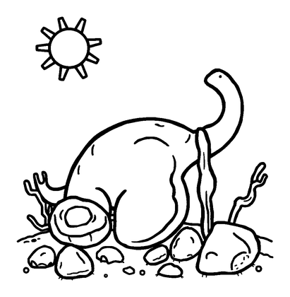 Fossil Dig Colouring Page (Kids, Bold & Easy)