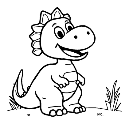 Friendly Dinosaur Colouring Page (Kids, Bold & Easy)