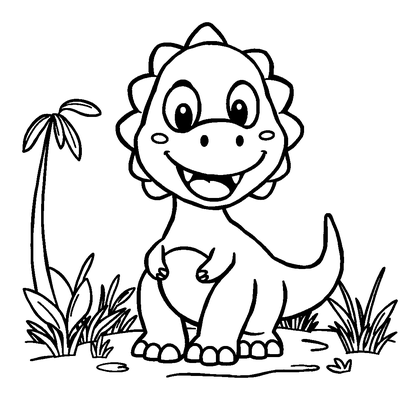 Friendly Dinosaur Colouring Page (Kids, Standard)