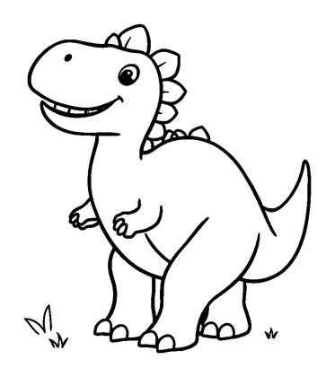 Friendly Dinosaur Colouring Page (Toddler, Bold & Easy)
