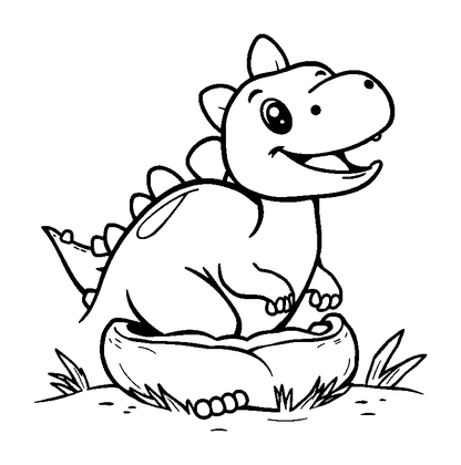 Hatching Dinosaur Colouring Page (Kids, Standard)