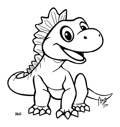 Iguanodon Colouring Page (Kids, Bold & Easy)