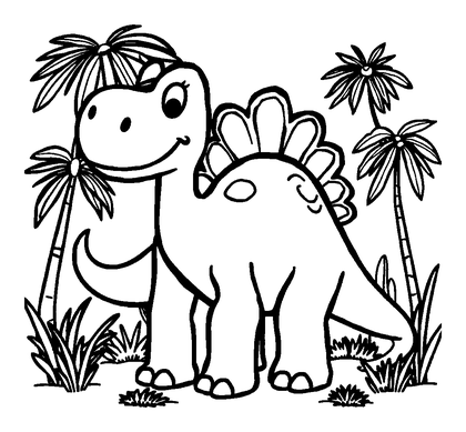 Parasaurolophus Colouring Page (Toddler, Bold & Easy)