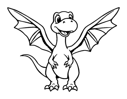 Pterodactyl Colouring Page (Kids, Bold & Easy)