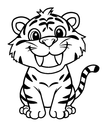 Sabre Tooth Tiger Colouring Page (Kids, Bold & Easy)