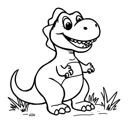 T Rex Colouring Page (Toddler, Bold & Easy)