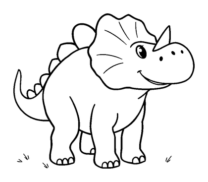 Triceratops Colouring Page (Toddler, Bold & Easy)