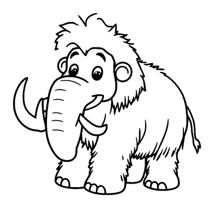 Woolly Mammoth Colouring Page (Kids, Bold & Easy)