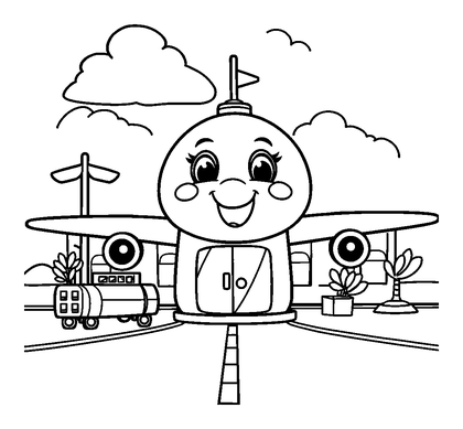 Airport Colouring Page (Kids, Bold & Easy)