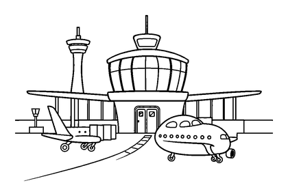Airport Colouring Page (Kids, Bold & Easy)
