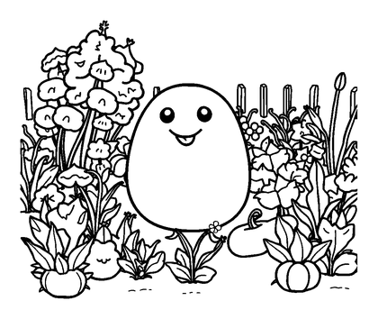 Allotment Colouring Page (Toddler, Bold & Easy)