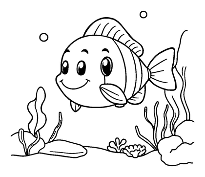 Aquarium Colouring Page (Kids, Bold & Easy)