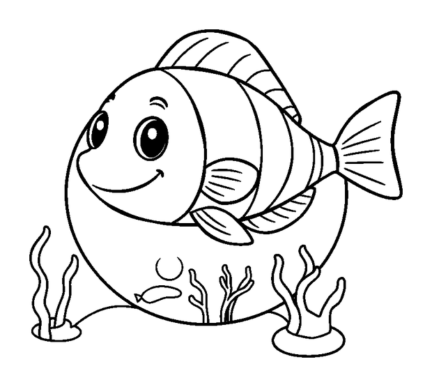 Aquarium colouring page — free printable for kids