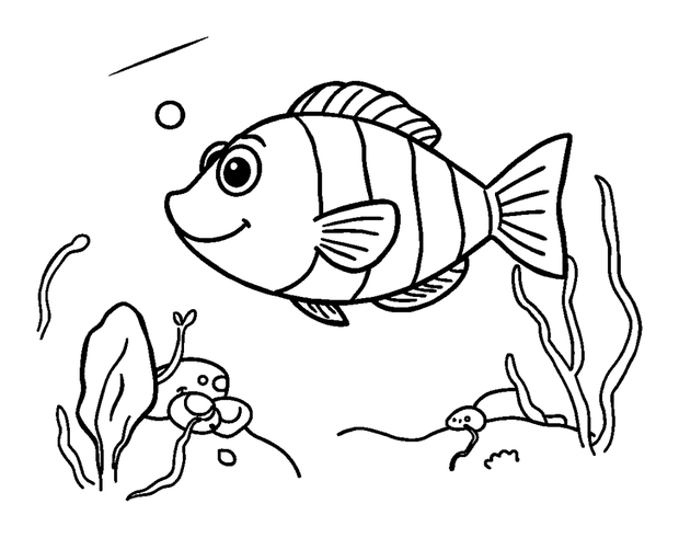 Aquarium colouring page — free printable for kids