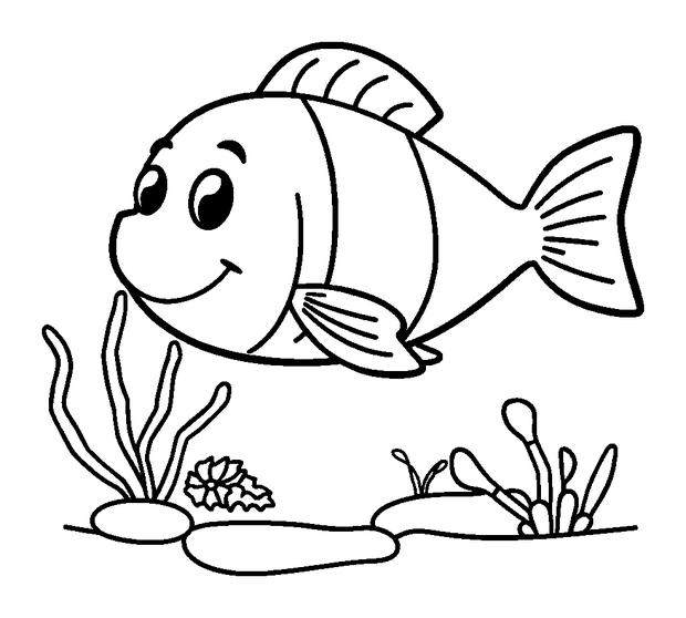 Aquarium colouring page — free printable for toddlers