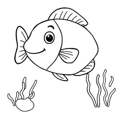 Aquarium Colouring Page (Toddler, Bold & Easy)
