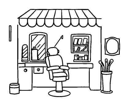 Barber Shop Colouring Page (Kids, Standard)