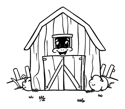 Barn Colouring Page (Kids, Standard)
