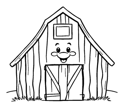 Barn Colouring Page (Toddler, Bold & Easy)