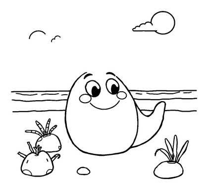 Beach Scene Colouring Page (Toddler, Bold & Easy)