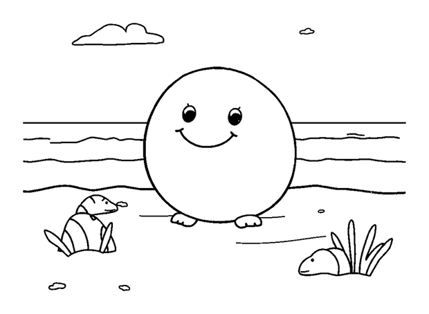 Beach Scene colouring page — free printable for toddlers
