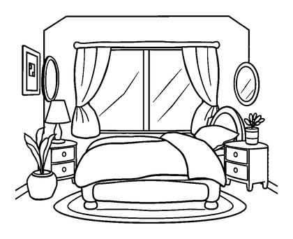 Bedroom Colouring Page (Kids, Standard)