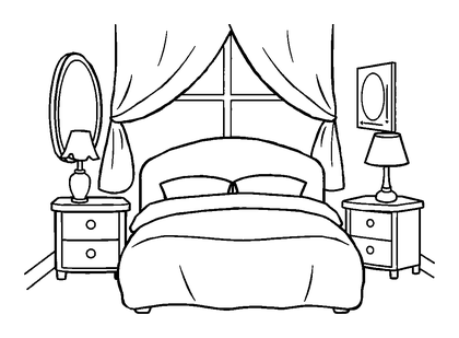 Bedroom Colouring Page (Kids, Standard)