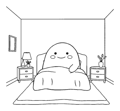 Bedroom Colouring Page (Toddler, Bold & Easy)