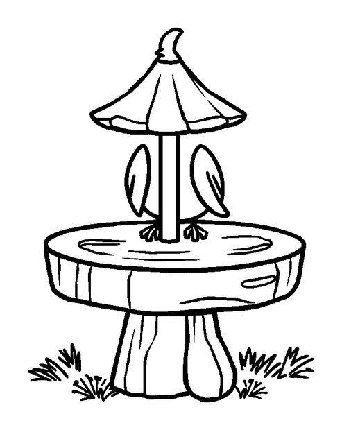 Bird Table colouring page — free printable for kids