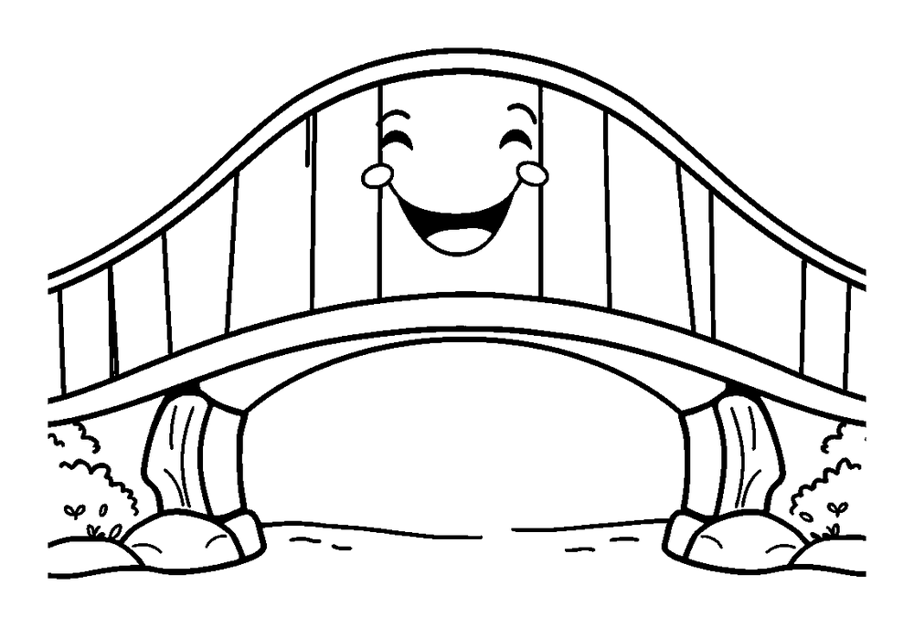 Bridge colouring page — free printable for toddlers