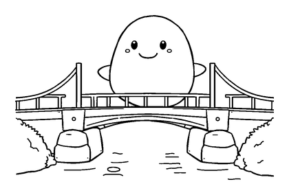 Bridge Colouring Page (Toddler, Bold & Easy)
