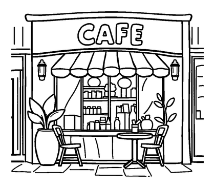 Cafe Colouring Page (Kids, Standard)