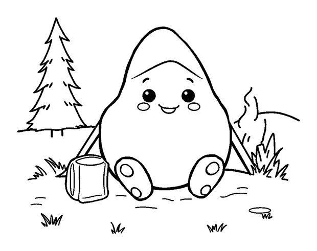 Camping Scene colouring page — free printable for toddlers