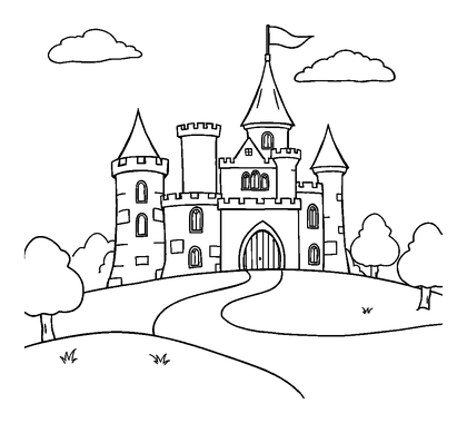 Castle Colouring Page (Kids, Bold & Easy)