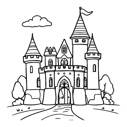 Castle Colouring Page (Kids, Standard)