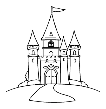 Castle Colouring Page (Toddler, Bold & Easy)