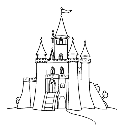 Castle Colouring Page (Toddler, Bold & Easy)