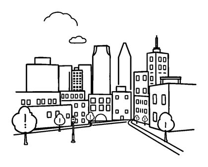 Cityscape Colouring Page (Kids, Bold & Easy)
