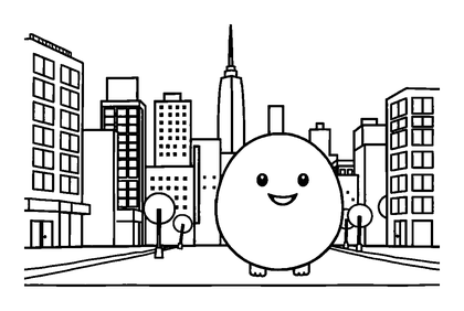 Cityscape Colouring Page (Toddler, Bold & Easy)