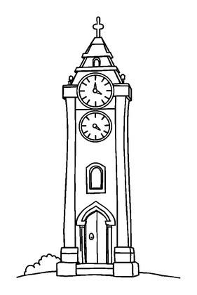 Clock Tower Colouring Page (Kids, Standard)