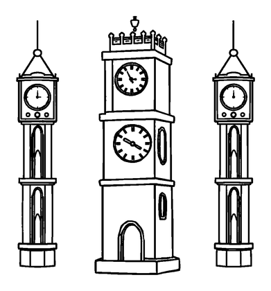 Clock Tower Colouring Page (Toddler, Bold & Easy)