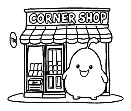 Corner Shop Colouring Page (Toddler, Bold & Easy)