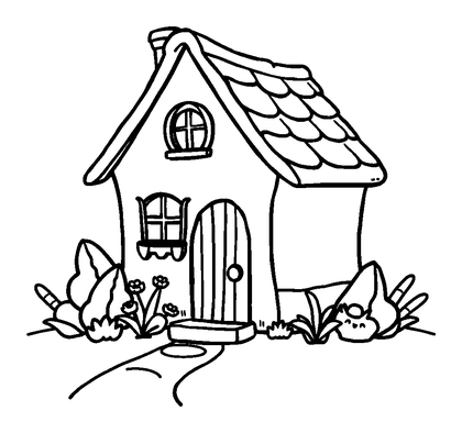 Cottage Colouring Page (Kids, Standard)