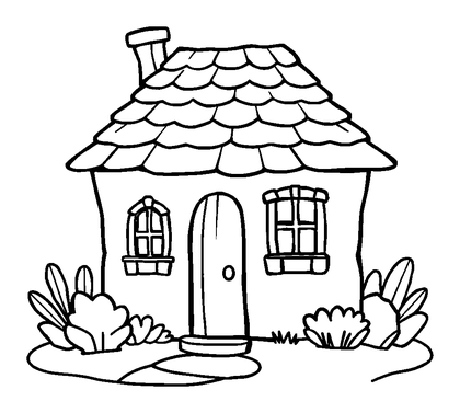 Cottage Colouring Page (Kids, Standard)