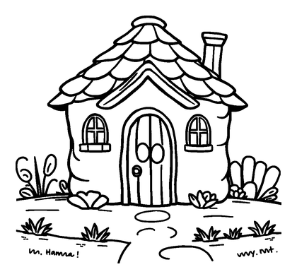 Cottage Colouring Page (Toddler, Bold & Easy)
