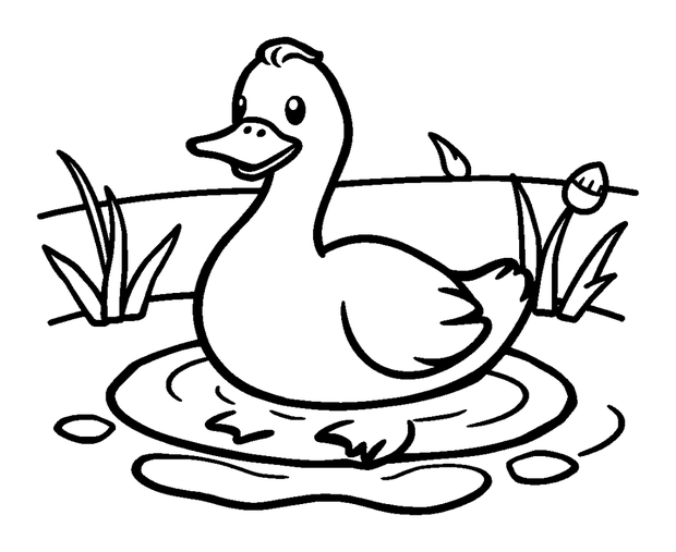 Duck Pond colouring page — free printable for kids