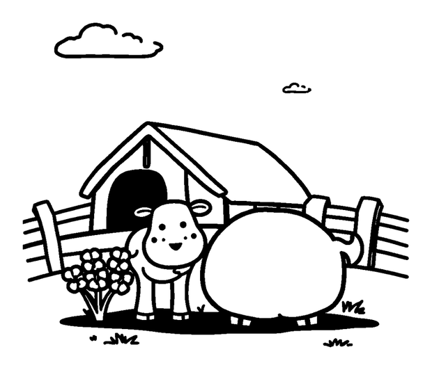 Farm Scene colouring page — free printable for kids