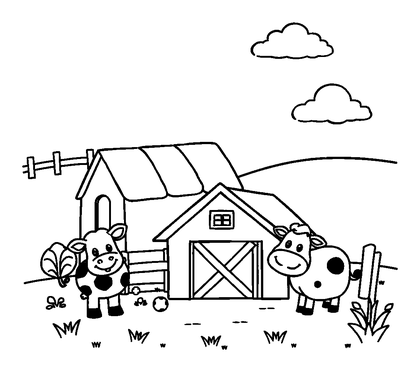 Farm Scene Colouring Page (Kids, Standard)