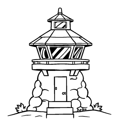 Fire Lookout Colouring Page (Kids, Bold & Easy)